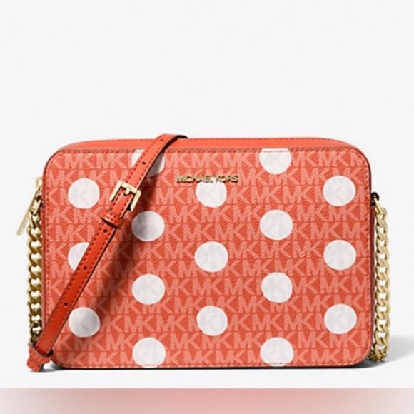 🔥 2pc - Michael Kors Women's Jet Set Polka Dot Crossbody with Zip Coin Pouch - Picture 1 of 11
